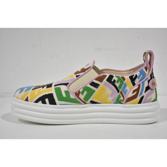 Fendi Vertigo Multicolor FF Logo Platform Low Top Trainer Slip On Sneaker 36 - Picture 8 of 12
